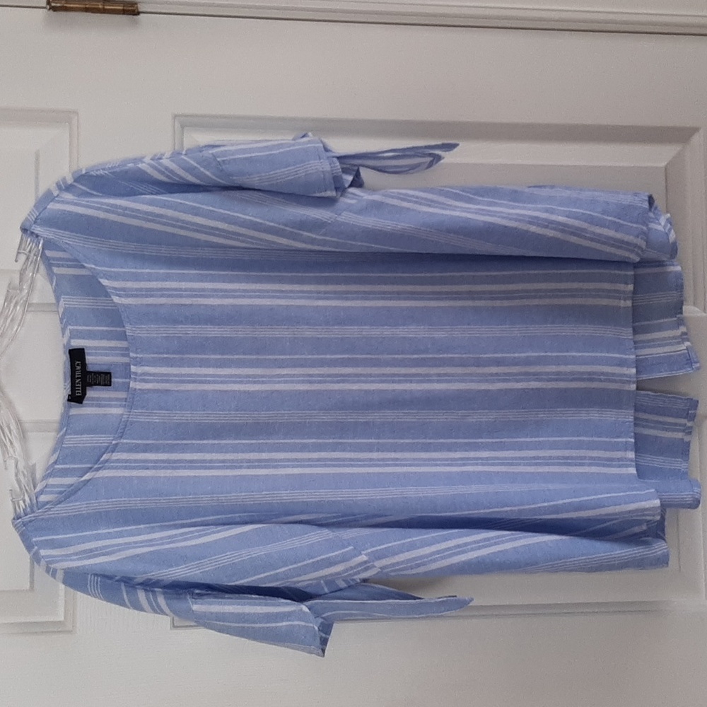 Ellen Tracy Linen Short Sleeve Blouse XL